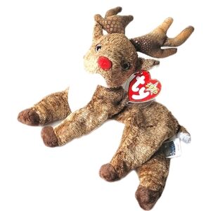 Vintage TY Beanie Baby Babies Tag Christmas Reindeer Rudolph Roxie 2000
